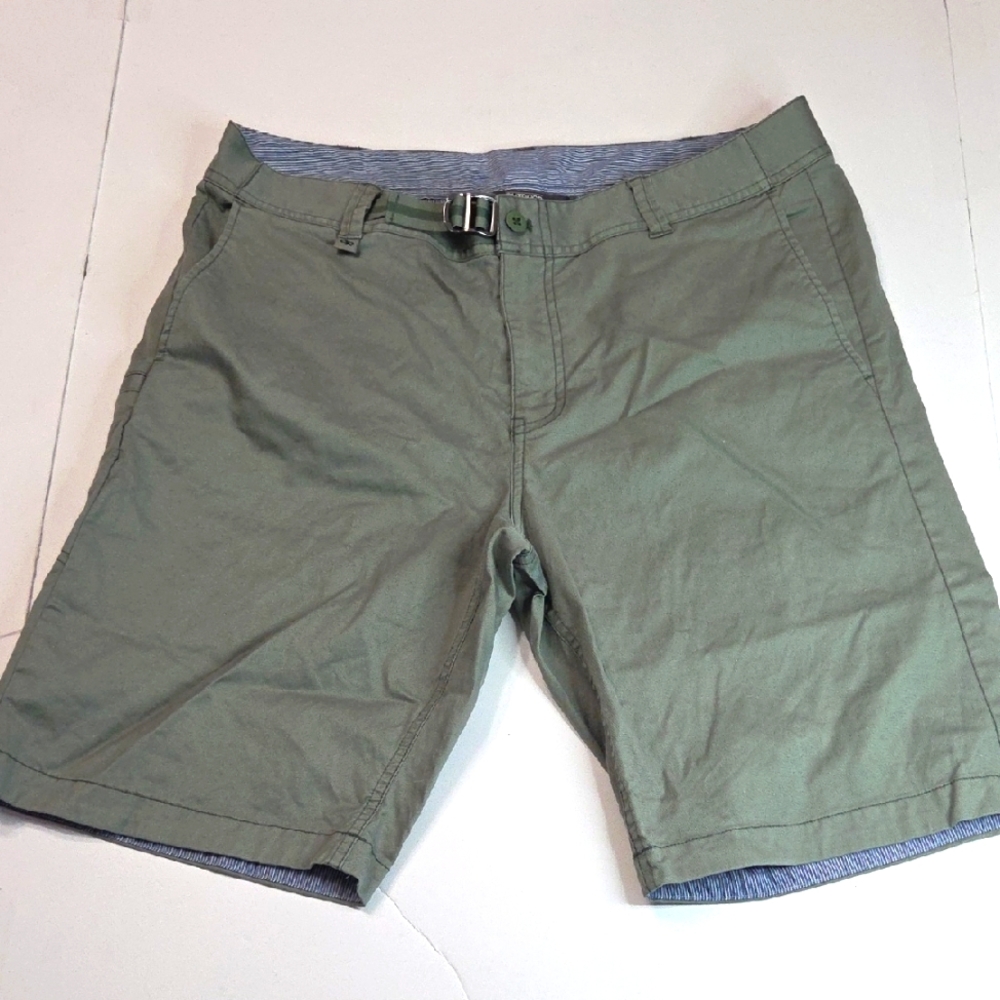 Outdoor Research Biff Cotton Belted Olive Green Flat Front Shorts 8"
